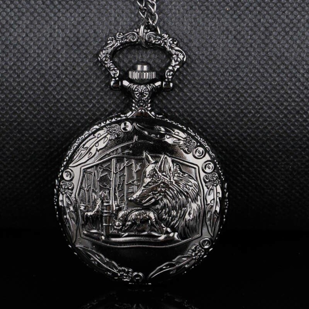 Wolf Pocket Watch NEW Black Metal Wolves Wild Nature Outdoors Gift